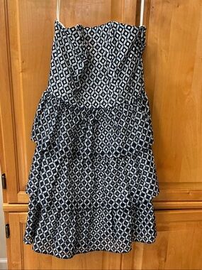White House Black Market White Dress with Navy Trim